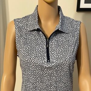 Sleeveless Navy & White Print Top